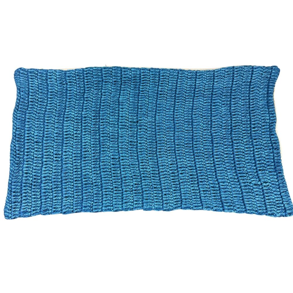 Pottery Barn Villa Paca Belgian Flax Linen Pillow Cover Case in Blue 14” x 26"
